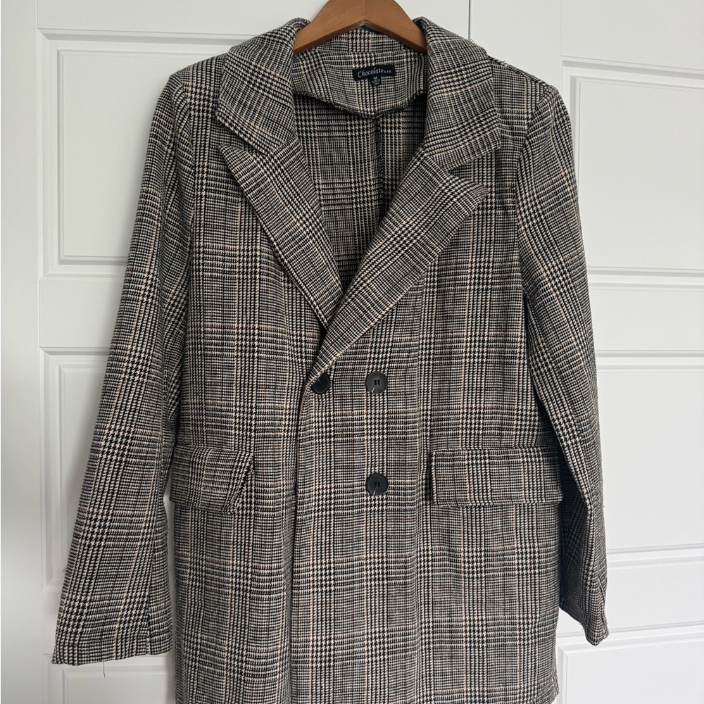 Chic Plaid Double-Breasted Coat